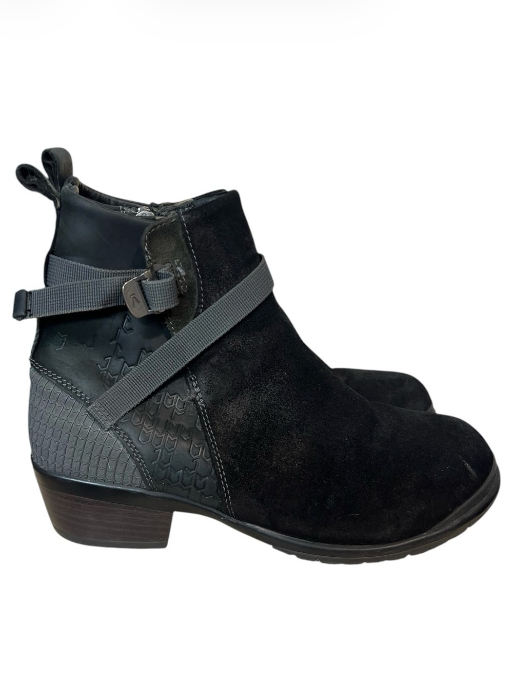 KEEN Morrison Black Suede Ankle Boots  Zip Round Toe Womens US 8